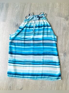 White House Black Market Striped Halter Blouse Small